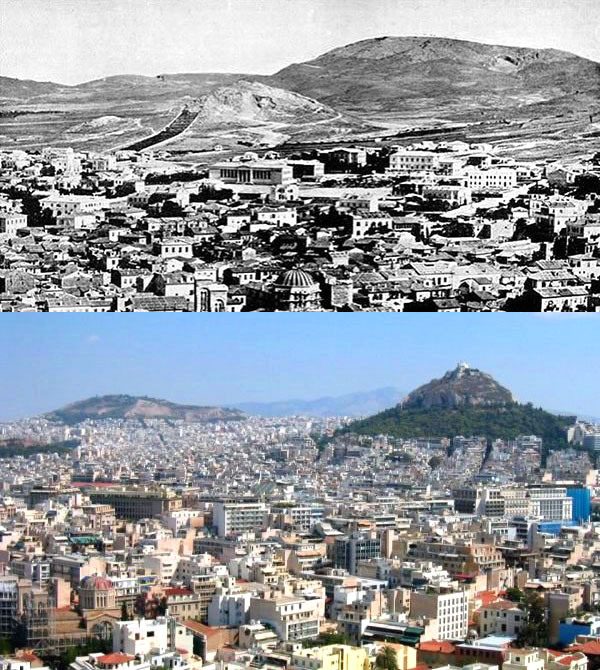 Athens, Greece. 1860 ve Bugün
