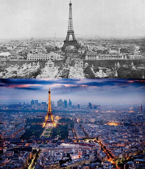 Eiffel Tower, Paris. 1900s ve Bugün