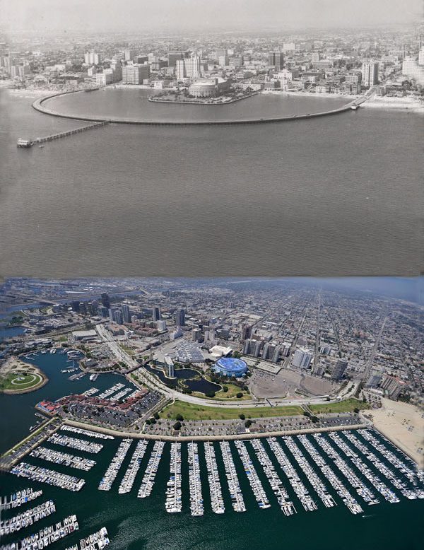 Long Beach California, USA. 1953 ve Bugün