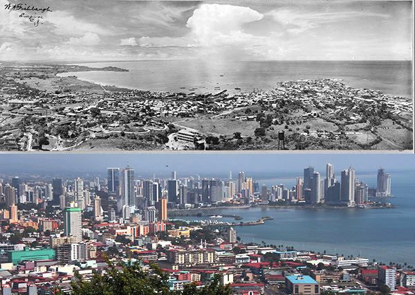 Panama City, Panama. 1930s ve Bugün