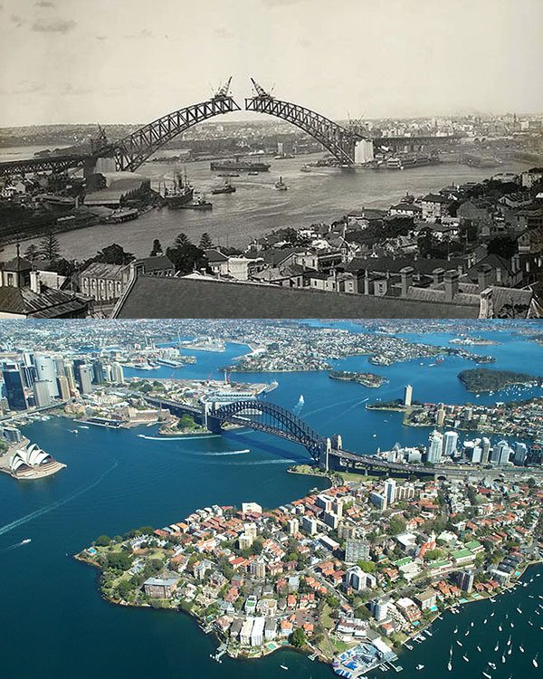 Sydney Harbour Bridge, Australia. 1930 ve Bugün