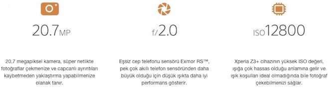 Sony Xperia Z3 Plus ozellikler