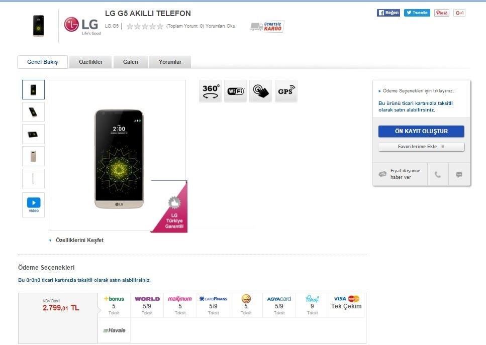 LG G5 Yüksek Fiyatıyla Tepki Çekti!