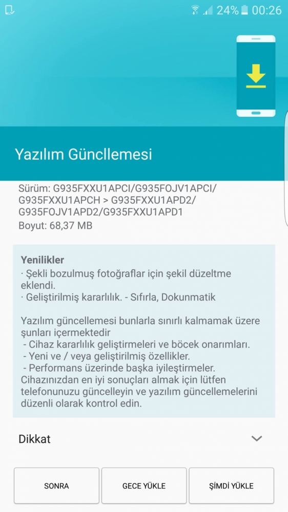 Galaxy S7 Güncelleme Aldı!