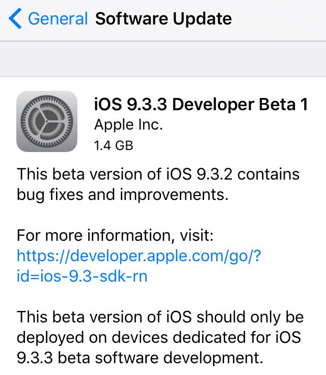 iOS 9.3.3 Beta 1 Yayınlandı! 2