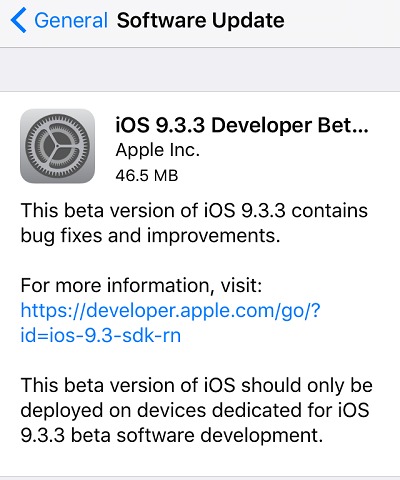 iOS 9.3.3 Beta 2 Geldi!