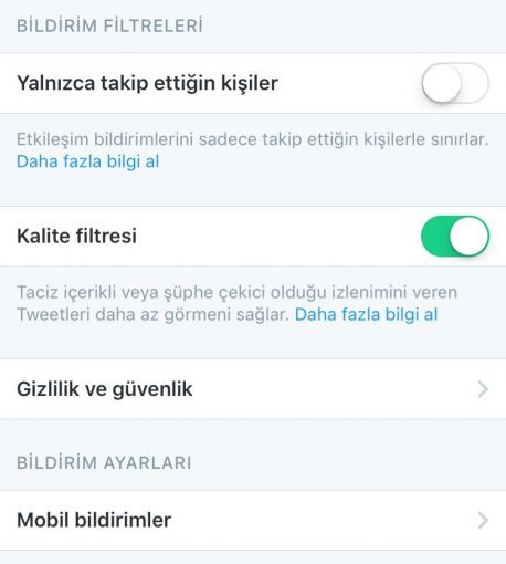 twitter.bildirim.filtresi