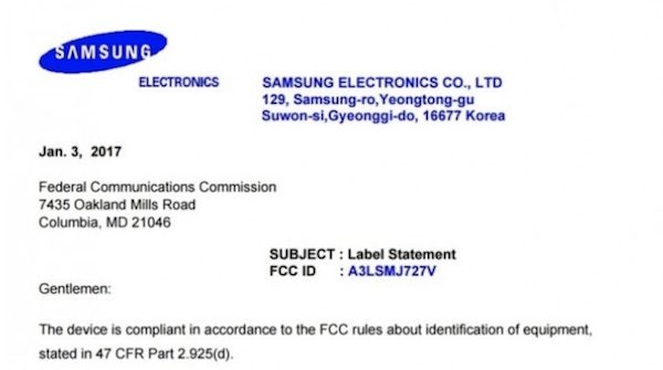 Samsung Galaxy J7 (2017) sertifika