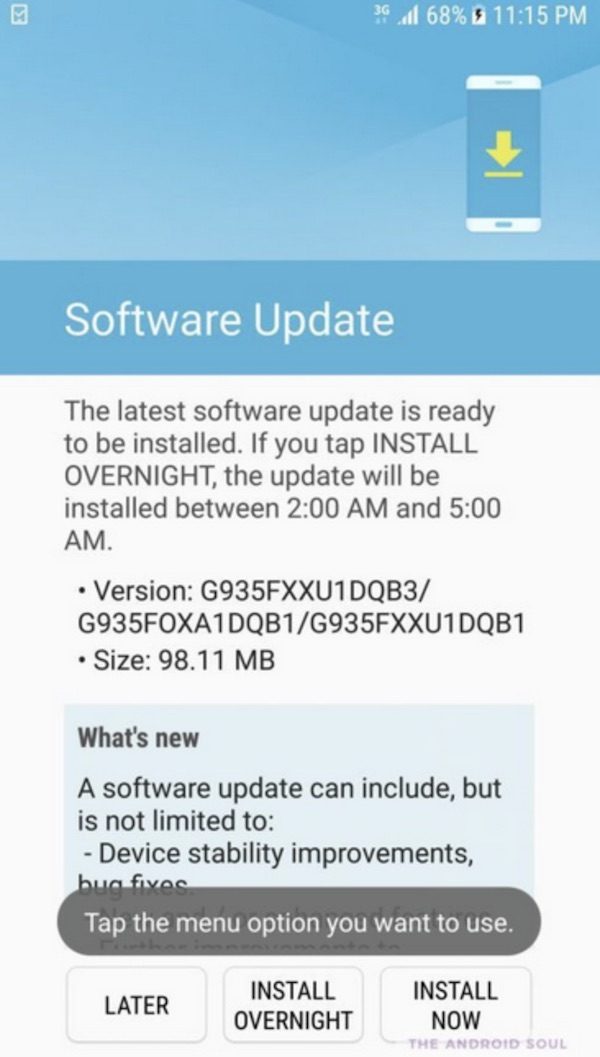 Samsung Galaxy S7 Edge icin yeni bir güncelleme geldi
