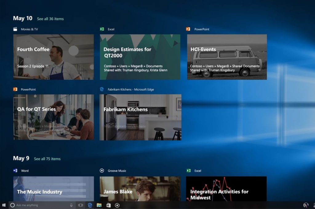 windows 10 timeline