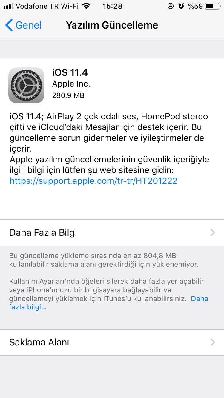 iOS 11.4 Güncellemesi ve Yeni Özellikler