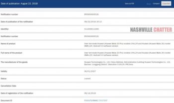 Huawei Mate 20 ve Mate 20 Pro'nun Android 9.0 Pie ile başlayacağını gösteren EEC sertifikası