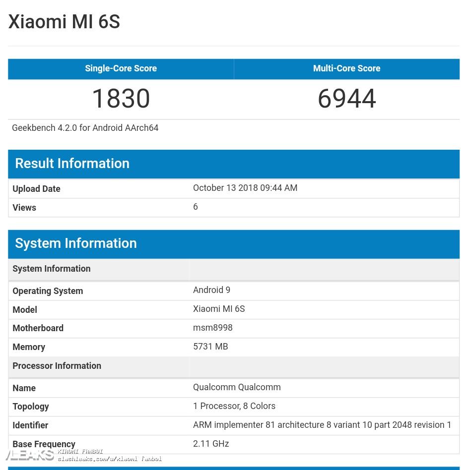 Xiaomi Mi 6S