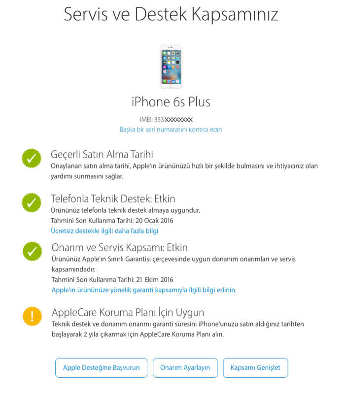 iPhone Garanti Sorgulama