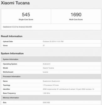 Xiaomi Mi CC9 Pro Geekbenchte Görüntülendi!