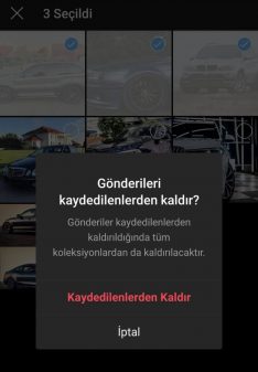 Instagram kaydedilenleri silme