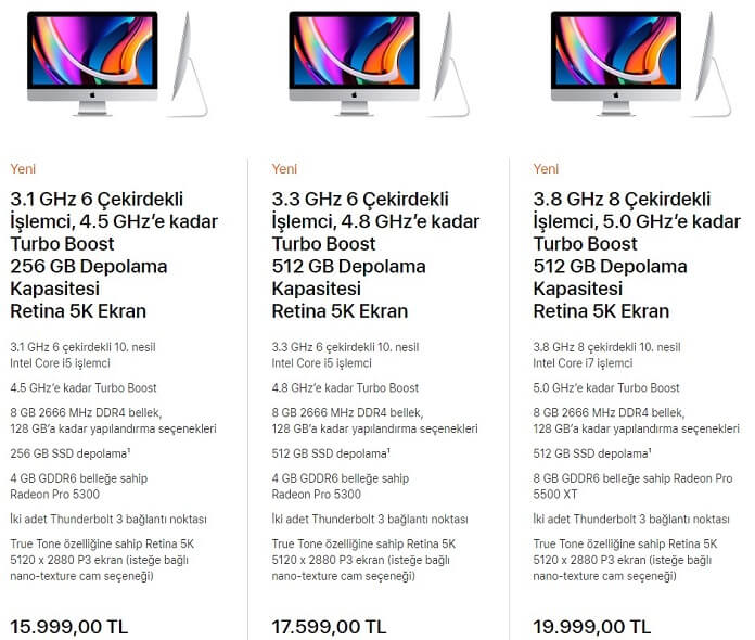 Yeni iMac 27" Apple.com/tr Fiyatları