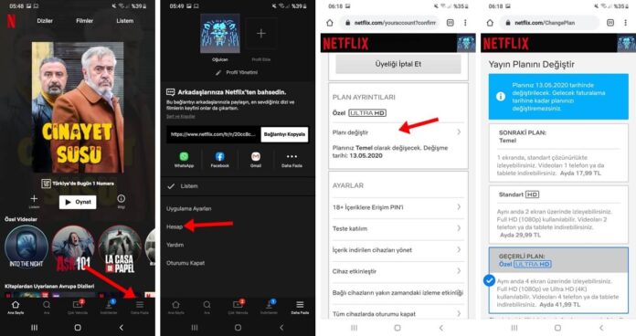 netflix abonelik değişikliği