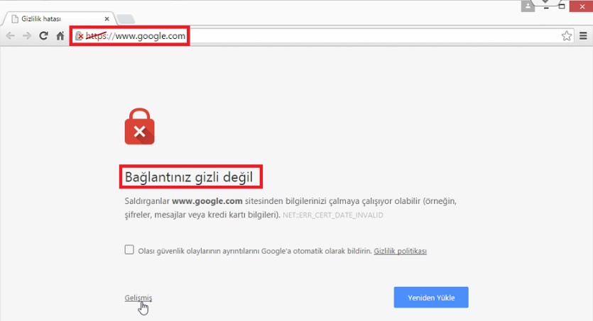 google Bağlantınız Gizli Değil