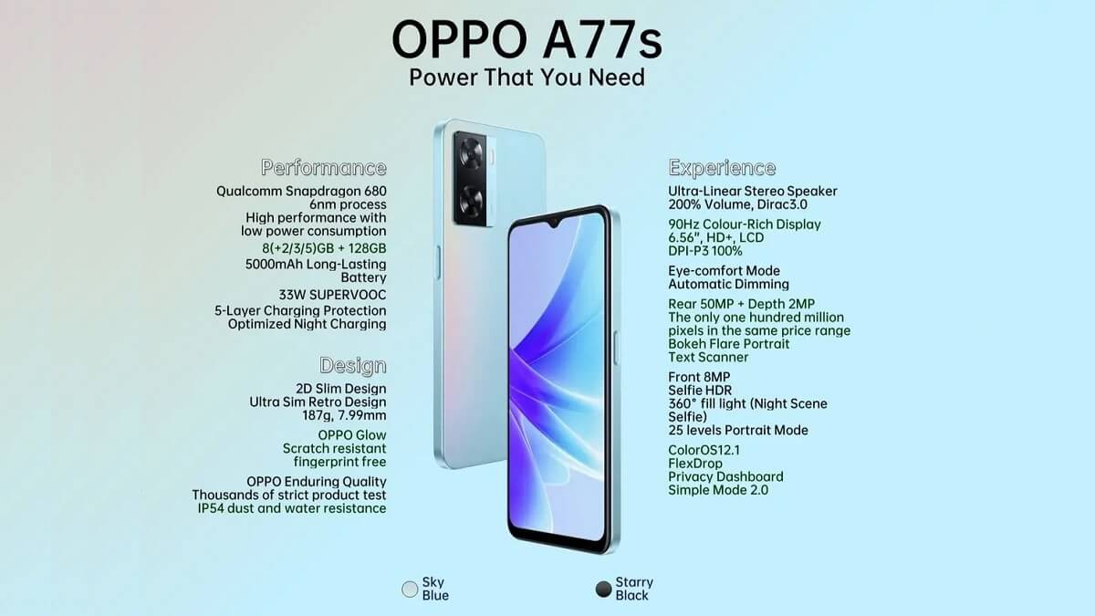 Oppo A77s'in tasarımı ve tüm özellikleri ortaya çıktı