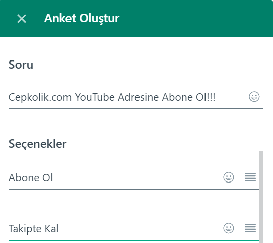 whatsapp anket