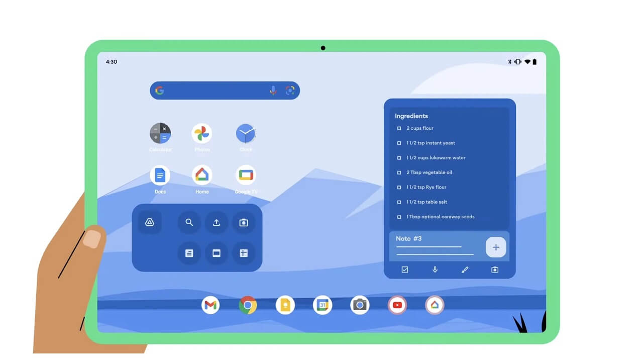 Google uygulamasının gezinme çubuğu, tabletlerdeki alanın daha iyi kullanılmasını sağlıyor