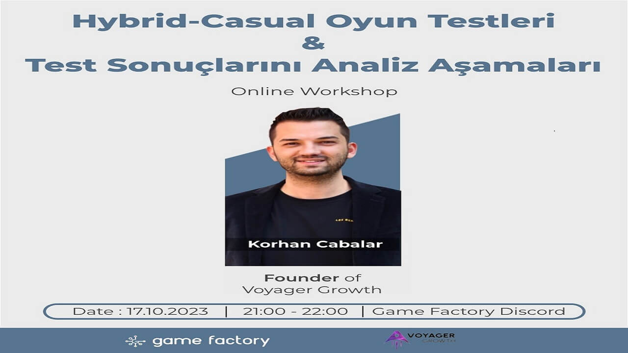 Korhan Cabalar Hybrid-Casual Oyun Testleri Online Workshopı 17 Ekim’de